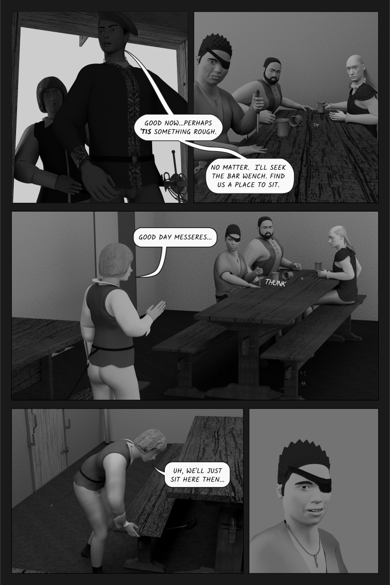 Poison Fruit - Page 37 - Antonio and Delio enter a rather sketchy tavern.  The regulars don't seem friendly.