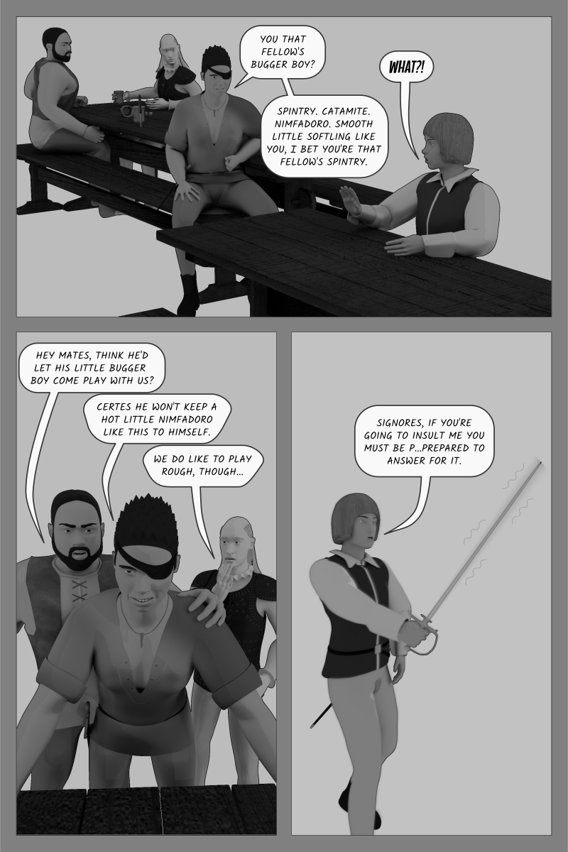Poison Fruit - Page 38 - The hoodlums in the tavern sexually harass Delio.