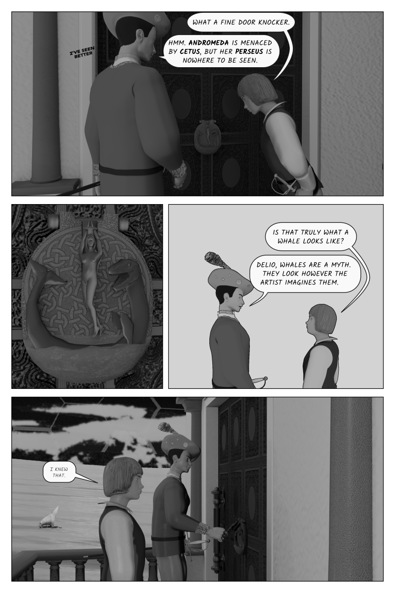 Poison Fruit - Page 45 - Delio and Antonio stop to examine a door knocker.