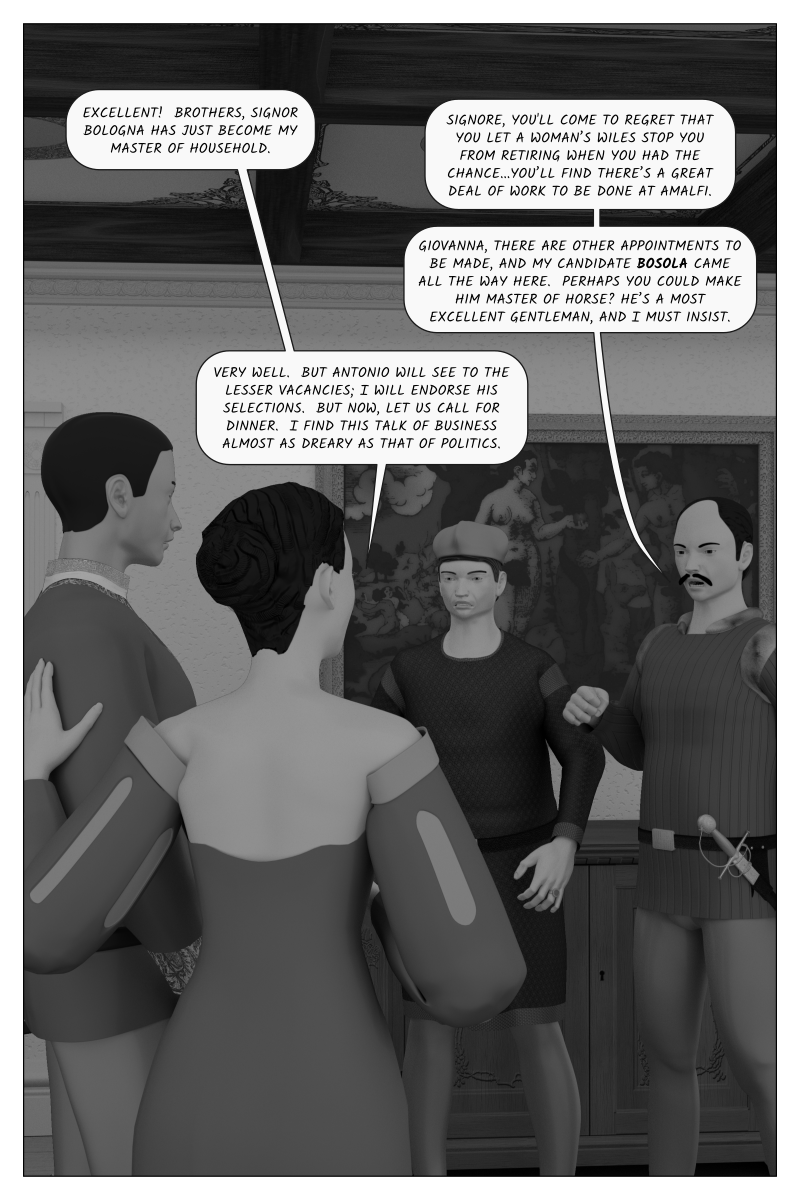 Poison Fruit - Page 49 - Giovanna informs her brothers that Antonio is her new Master of House.