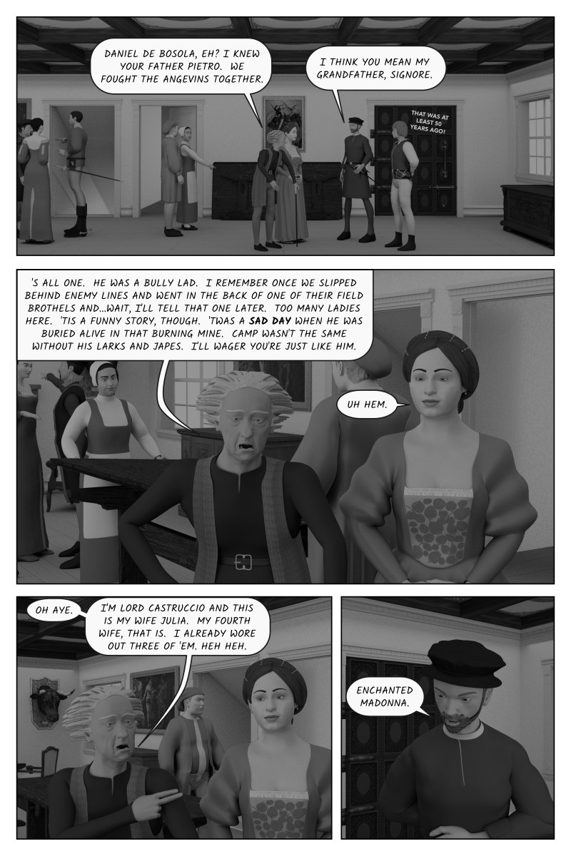 Poison Fruit - Page 50 - Bosola and Delio mingle at the party.