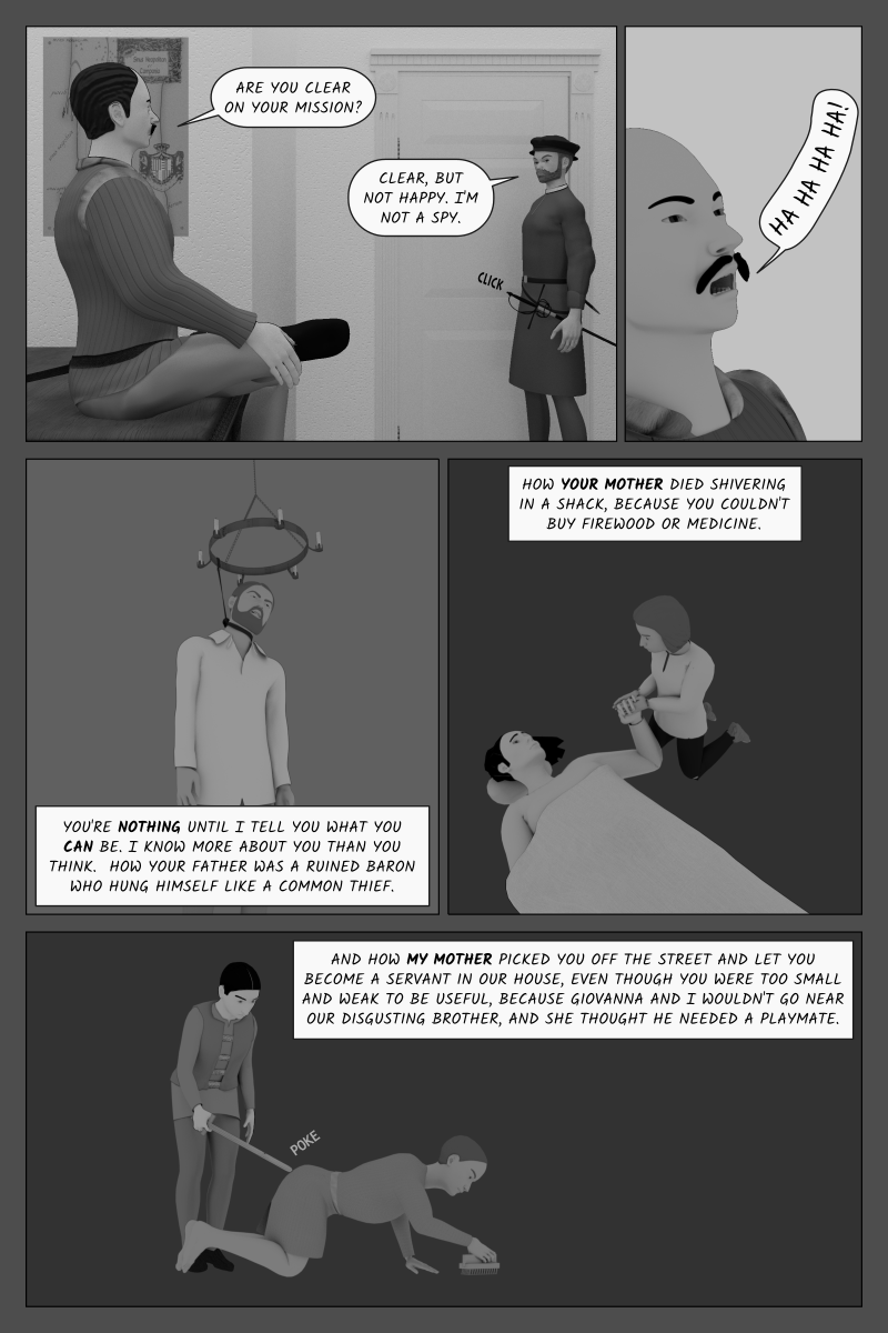 Poison Fruit - Page 52 - Carlo taunts Bosola about his past.