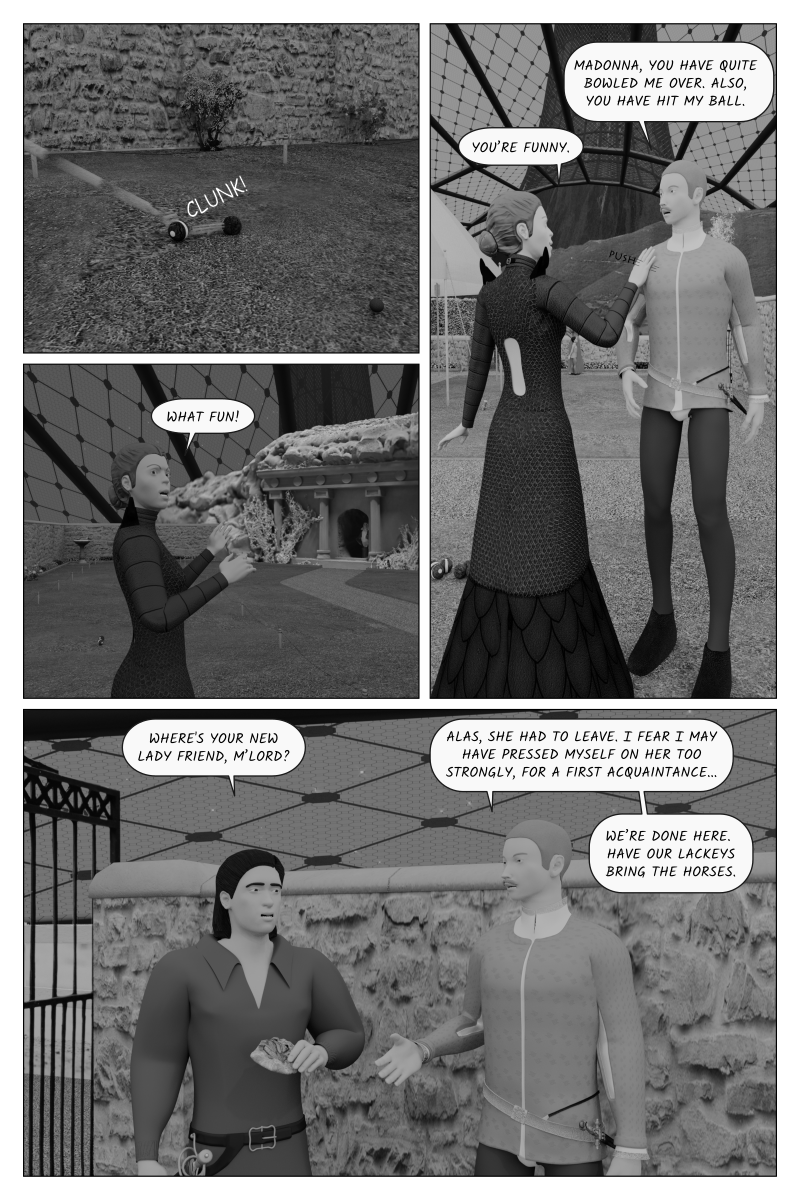 Poison Fruit - Page 68 - After the bocce game, Paolo worries that he has flirted too agressively 
    	with Vittoria.